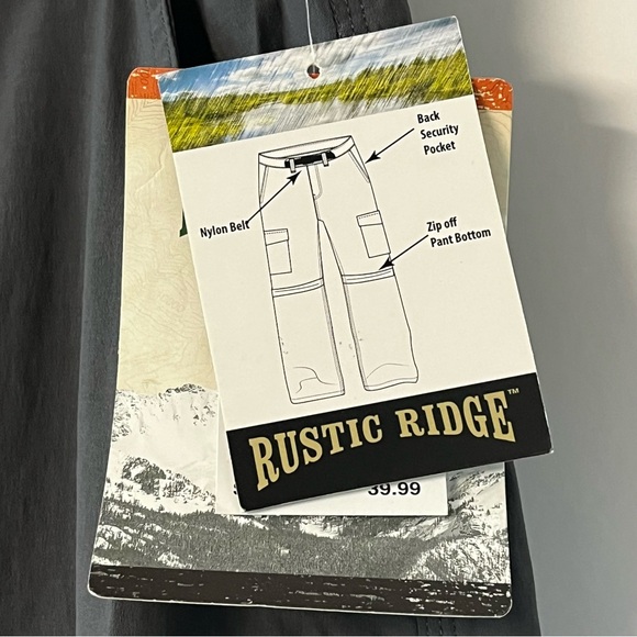 New Men’s Rustic Ridge Carbon Gray Convertible Zip-Off Hiking Cargo Pants 2X - Picture 6 of 13